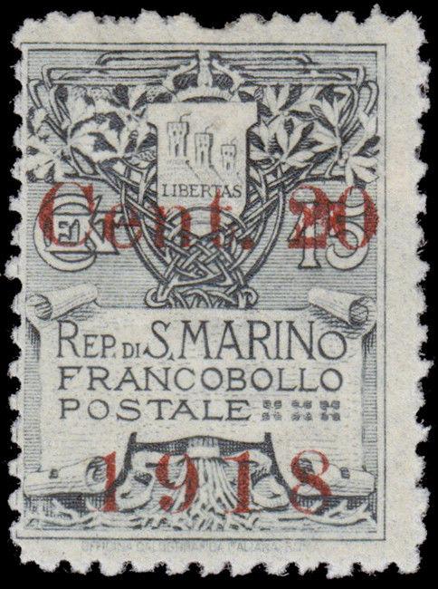 San Marino Scott 80 (1918) Mint H F-VF, CV $6.00