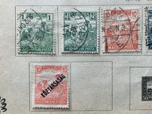 Lot of 12 Early 1900’s Hungary 11 Used Stamps, 1 MH; all hinged, Assorted Values