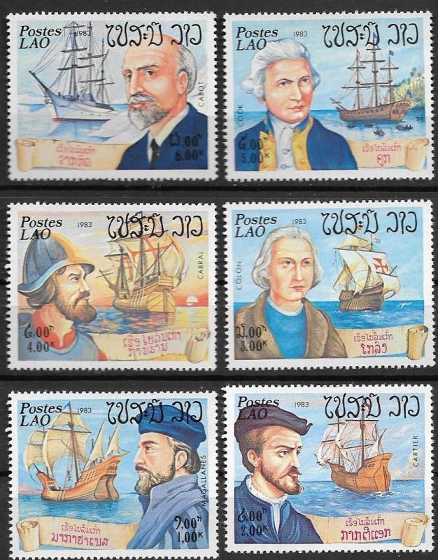 Laos 1983 Explorers and Their Ships SC# 487-492 MNH