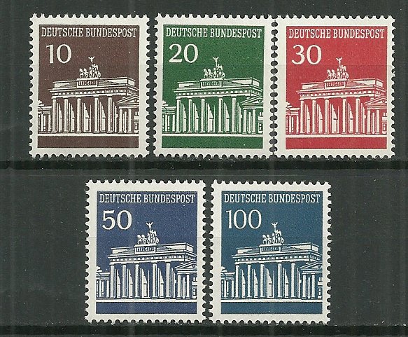 1966-8 Germany #952-6 complete Brandenburg Gate set MNH SCV$11.85