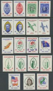 GUAM GUARD MAIL LOT OF 19 POSTER STAMPS WITH VARIOUS THEMES (LOT 1052)