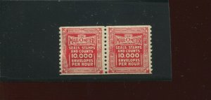 TD60A MAILOMETER COMPANY RARE Vending Test Coil Pair of 2 Stamps  (Bx 473)