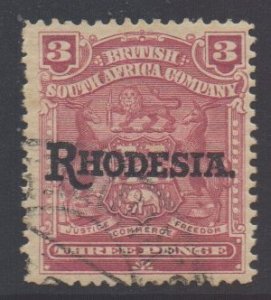 Rhodesia Scott 86 - SG104, 1909 Rhodesia Overprint 3d used