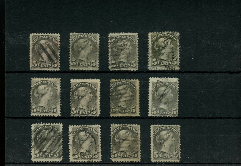 12 x 5 cent Small Queen lot Canada used