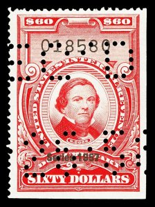 Scott R708 $60.00 1957 Dated Red Documentary Revenue Used VF Cat $57.50