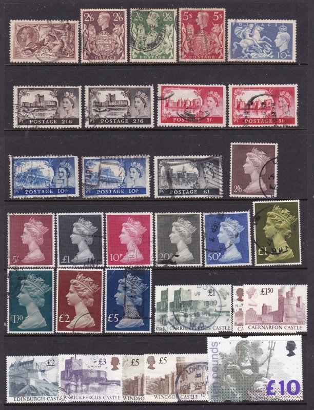 Great Britain a selection of used high values KGV to QE2