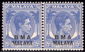 245A Straits Settlements, BMA Malaya, 15c ultra, MNHOG
