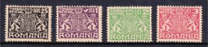 Romania - Scott #O25-O28 - MH - Toned gum - SCV $2.20