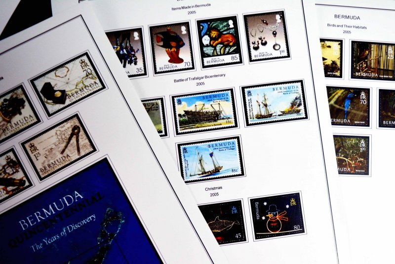 COLOR PRINTED BERMUDA 2000-2020 STAMP ALBUM PAGES (55 illustrated pages)