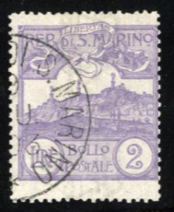San Marino #72 Cat$425, 1903 2L violet, used