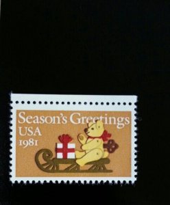 1981 20c Season's Greetings, Teddy Bear Scott 1940 Mint F/VF NH