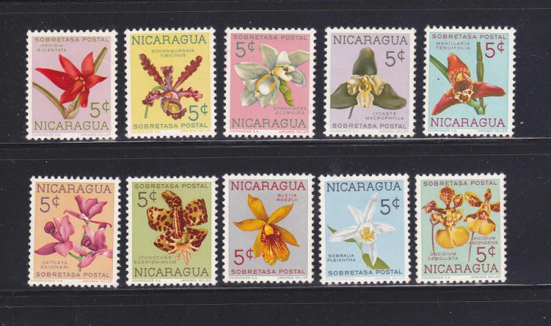 Nicaragua RA66-75 MNH set Flowers (N0120)+