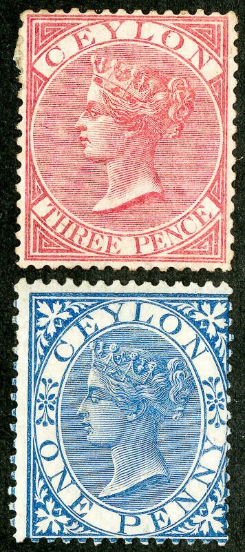Ceylon Stamps # 61-2 MH Fresh Scott Value $125.00