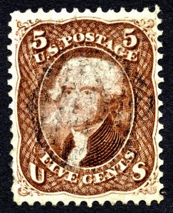 US 1862 5¢ Jefferson Red Brown Stamp #75 Used CV $425