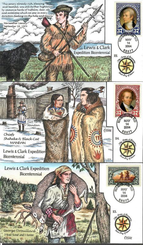 US Collins FDC SC#3854-3856 Lewis & Clark Expedition Bicentennial 8