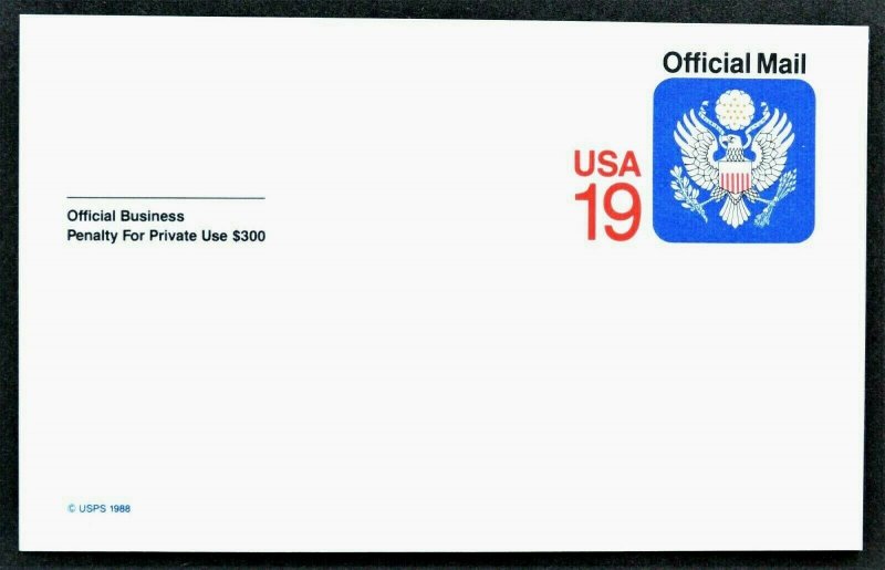 1991 Sc. #UZ5 Official Mail Postal Card 19 cent mint, very good condition