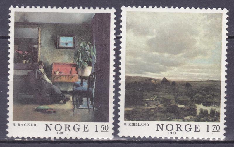 Norway 792-93 MNH 1981 Paintings Set Very Fine