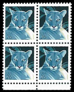 PCBstamps   US #4137 Block $1.04(4x26c)Wildlife-Florida Panther, MNH, (21)