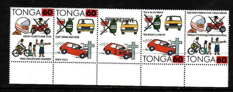 Tonga-Sc#811- id2-Unused NH block-Don't Drink & Drive-Helmets Save Lives-1992-3-