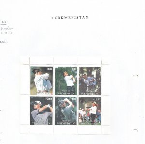 TURKMENISTAN - 1998 - Golfers - Perf 6v Sheet - M L H - Private Issue