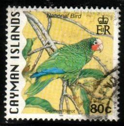 Cayman Parrot, National Bird, Cayman Islands SC#728 used