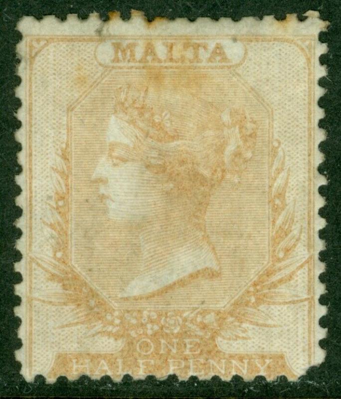 EDW1949SELL : MALTA 1863 Scott #1 Mint No Gum. Scarce stamp. Catalog $800.00.