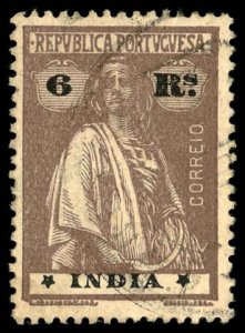 PORTUGUESE INDIA Sc 375G VF/USED - 1916 6r - Ceres Perf 15 x 14 Ordinary paper