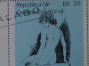 ​EQUARTORIAL GUINEA-1976-FAMOUS NUDE ARTS PAINTINGS-CTO IMPERF S/S VERY FINE