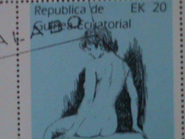 ​EQUARTORIAL GUINEA-1976-FAMOUS NUDE ARTS PAINTINGS-CTO IMPERF S/S VERY FINE