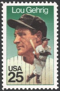 SC#2417 25¢ Lou Gehrig Single (1989) MNH