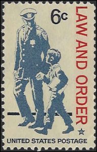 Scott# 1343  1968 6c red, bl & blk  Policeman & Young Friend; TAGGED   Mint N...