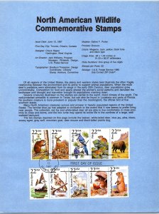 USPS SOUVENIR PAGE NORTH AMERICAN WILDLIFE COMMEMORATIVE STAMPS 1987 A