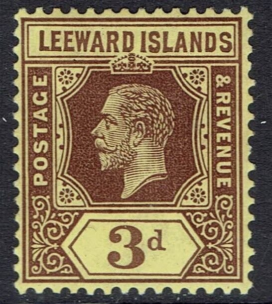 LEEWARD ISLANDS 1912 KGV 3D ON WHITE BACK WMK MULTI CROWN CA 