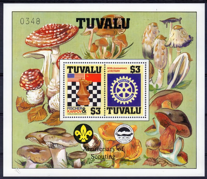 Tuvalu 1986 SG#376  Chess/Rotary/Fungi/Scouts S/S Decorative Perforated  MNH