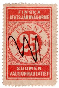 (I.B) Finland Railways : Parcel Stamp 25p (State Railway)