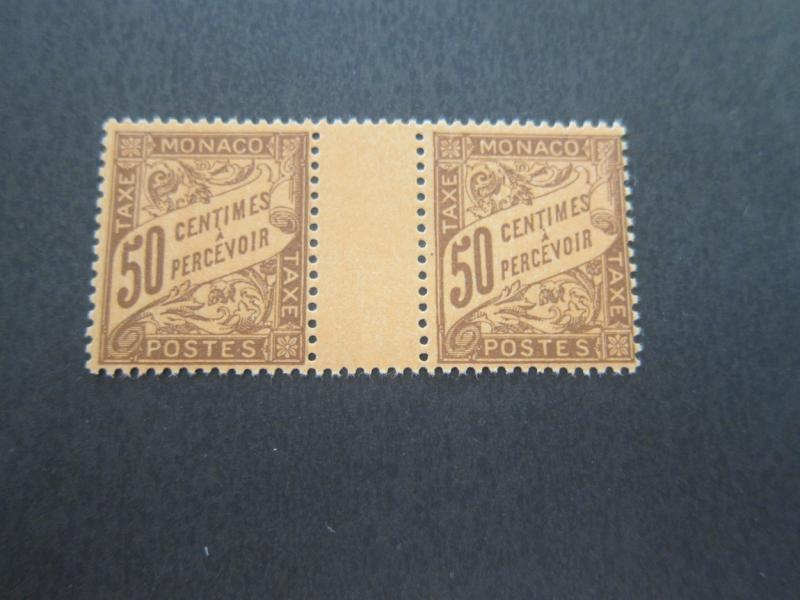 Monaco 1905 Sc J9 Gutter pair Mh/MNH