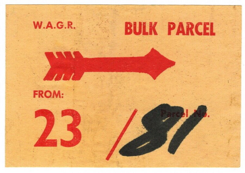 (I.B) Australia - Western Australia Railways : Bulk Parcel Label