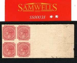 INDIA QV Stamp PROOF/COLOUR TRIAL/ESSAY 4a Red (1866) Marginal Block 4 RARE SS38