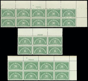 US Scott #QE1 #QE2 & QE3 Plate Block/10, 6 & 8. Mint-XF/S-NH, SCV $341.00! (SK)