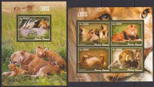 Gs0866 2019 Sierra Leone Lions Wild Big Cats Animals #11312-315+Bl1757 Mnh