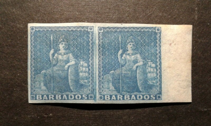  Barbados #2 mint hinged pair e205 9310