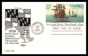 #UX101 Ark and Dove Maryland  -Post Card - Artmaster Cachet 18EV