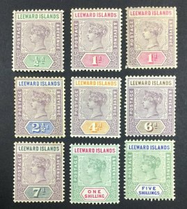 MOMEN: LEEWARD ISLANDS SG #1-8 1890 MINT OG H £200 LOT #61834