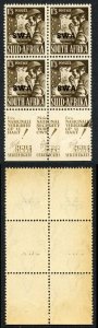 South West Africa SG120 1/3 Block with labels (toned gum)