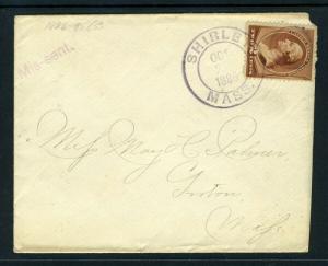 #210 GREAT - SHIRLEY MASS Cancel w/missent - Really Nice