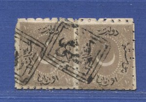 TURKEY 1870 Sc 28 10p used pair, cv $30+,  triple box KUDASHI cancel, C&W 116