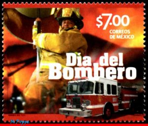 2879 MEXICO 2014 DAY OF FIREFIGHTER, TRUCK, TRANSPORT, MNH