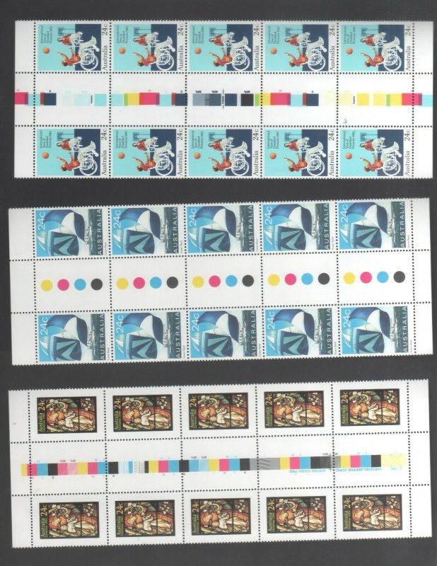 Australian Stamps MUH 1981-84 24c Yachting Disabled Christmas Gutter blocks MINT 