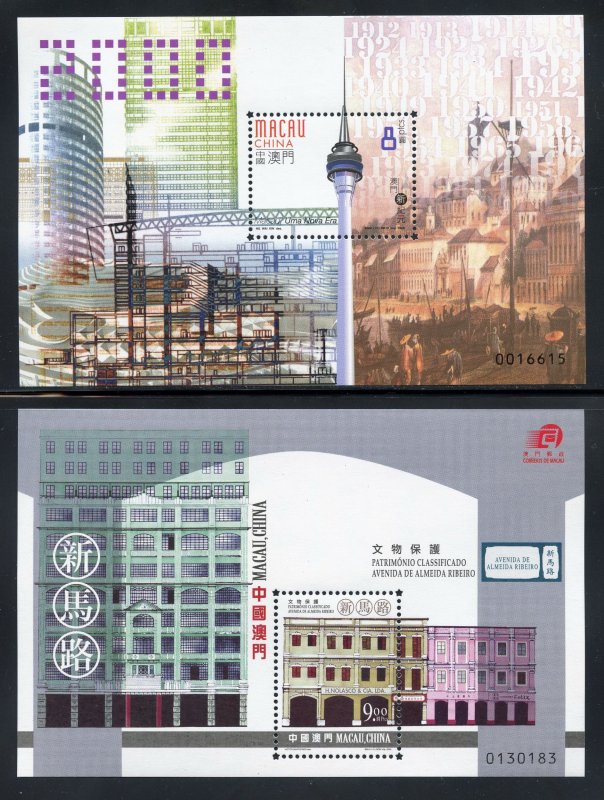 Macao 16 MNH Different  S/S's from 1999-2000,  968//1027  SCV $45.75.