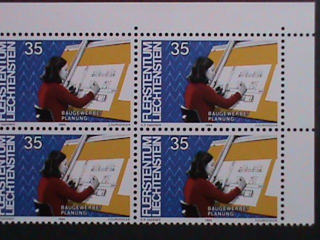 ​LIECHTENSTEIN-1984-SC# 790 INDUSTRIES & OCCUPATIONS MNH IMPRINT BLOCK-VF-